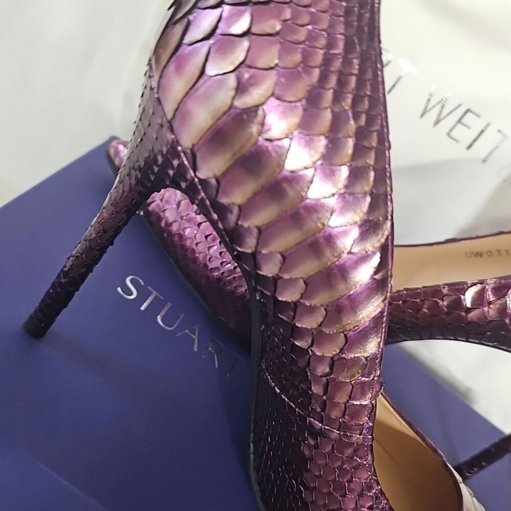 Stuart Weitzman Nouveau Viola Midas Python Heels - image 9